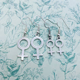 Female symbol earrings, feminist earrings, gifts for her, girl earrings, girl jewelry, feminist gifts, Venus symbol earrings, sister gifts