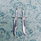 Dagger earrings, knife earrings, statement earrings, statement jewelry, bff gifts, sister gifts, charm earrings, dagger gifts, hunting gifts