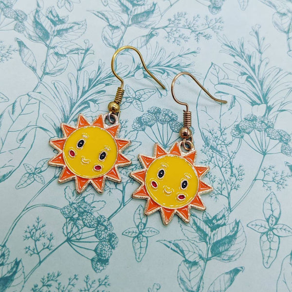 Sunshine earrings, sun earrings, charm earrings, sister gifts, bff gifts, birthday gifts, fun earrings, novelty jewelry, novelty earrings,