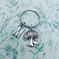 Mushroom keyring, mushroom keychain, mushroom lover gifts, bag charm, stocking stuffers, bff gifts, initial keychain, bff gifts, gift ideas