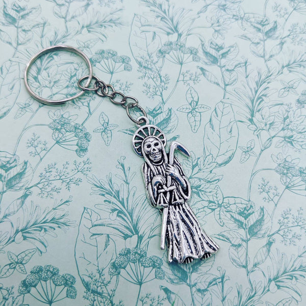 Halloween keyring, Halloween gift, bff gifts, sister gifts, gothic gifts, gothic keychain, grim reaper keychain, zipper charm, bag charm,