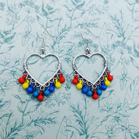 Heart earrings, heart jewelry, rainbow earrings, rainbow jewelry, sister gifts, bff gifts, rainbow gifts, fun earrings, charm earrings