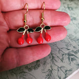 Cherry earrings, rockabilly earrings, fruit earrings, fruit jewelry, food earrings, food jewelry, gifts for her, novelty earrings,