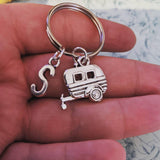 Caravan keyring, caravan keychain, caravaning gifts, sister gifts, bff gifts, camper keychain, caravan gifts, initial keychain, bag charm