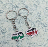 Campervan keyring, travel gifts, hippie keyring, hippie gifts, vw, charm keychain, personalised keyring, initial camper van keyring,