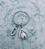 Penguin keyring, penguin lover gifts, animal keychain, animal lover gifts, personalised gifts, initial keychain, sister gifts, bff gifts,