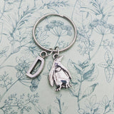 Penguin keyring, penguin lover gifts, animal keychain, animal lover gifts, personalised gifts, initial keychain, sister gifts, bff gifts,