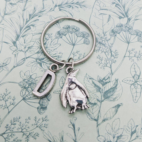 Penguin keyring, penguin lover gifts, animal keychain, animal lover gifts, personalised gifts, initial keychain, sister gifts, bff gifts,