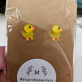 Duck earrings, duck jewelry, duck lover gifts, stud earrings, bird earrings, bird jewelry, bird watcher, sister gifts, cute earrings,