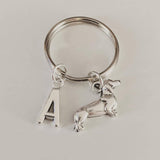 Daschund keyring, dog keychain, dog lover gifts, initial keychain, personalized keychain, bff gifts, animal keyring, animal lover gifts,