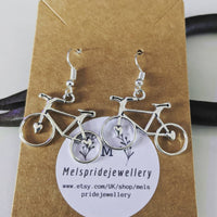 Bike earrings, sports gifts, cyclists gifts, bicycle gifts, bicycle jewellery, cycling earrings, novelty earrings, stocking stuffers