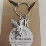 Phoenix keychain, phoenix keyring, phoenix gifts, bird keyring, bird gifts, sister gifts, fandom jewelry, bird keychain, initial keychain