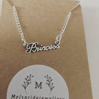 Princess necklace, name necklace, daughter gifts, daughter necklace, gifts for her, birthday gifts, girlfriend gifts, minimalist necklace,