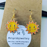 Sunshine earrings, sun earrings, charm earrings, sister gifts, bff gifts, birthday gifts, fun earrings, novelty jewelry, novelty earrings,
