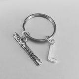 Flute keyring, flautist gifts, music lover gifts, flautist keychain, music keychain, initial keychain, sister gifts, bff gifts, flute player