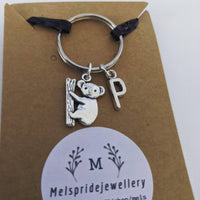 Koala keyring, koala gifts, personalised keyring, charm keyring, animal lover gifts, initial keyring, gifts for her, birthday gifts,