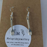 Fork earrings, novelty earrings, novelty jewelry, quirky earrings, chef gifts, charm earrings, sister gifts, cute earrings, cute jewelry