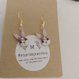 Rabbit earrings, rabbit jewelry, rabbit lover gifts, Easter earrings, Easter gifts, animal earrings, animal lover gifts, bunny earrings,