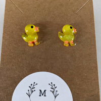 Duck earrings, duck jewelry, duck lover gifts, stud earrings, bird earrings, bird jewelry, bird watcher, sister gifts, cute earrings,