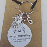 Cicada keychain, insect keyring, personalized keychain, cicada lover gifts, gothic gifts, beetle gifts, beetle keychain, bff gifts,