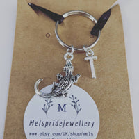 Crocodile keyring, alligator keychain, crocodile gifts, reptile lovers, reptile gifts, sister gifts, bff gifts, bag charm, initial keychain