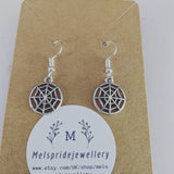 Spider web earrings, spider jewellery, Halloween earrings, spider lover gifts, spider owner gifts, tarantula keeper gifts, tarantula themed