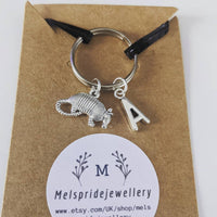 Armadillo animal keyring personalised,