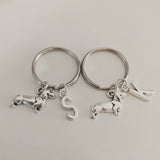 Daschund keyring, dog keychain, dog lover gifts, initial keychain, personalized keychain, bff gifts, animal keyring, animal lover gifts,