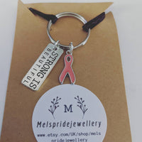 Cancer keyring, cancer jewellery, cancer survivor gifts, cancer awareness gifts, get well gift, illness gifts, friend gifts, chemo gifts