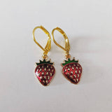 Strawberry earrings, strawberry jewelry, fruit earrings, fruit jewellery, fruit lover gifts, charm earrings, foodie gifts, sister gifts