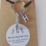 Microphone keychain, initial keyring, personalised keyring, music gift, singer keyring, singer gifts, music teacher, stocking filler,