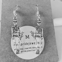 Skeleton earrings, skeleton jewellery, Halloween earrings, Halloween jewelry, gifts for her, day of the dead, Halloween gifts, gothic gifts