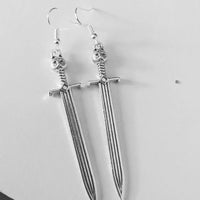 Sword earrings, gothic earrings, goth earrings, charm earrings, fantasy jewelry, medieval earrings, mediaeval jewelry, sword jewelry,