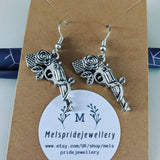 Gun earrings, gun jewelry, pistol earrings, hunter gifts, revolver earrings, punk earrings, gothic jewelry, bff gifts, gun accessories,