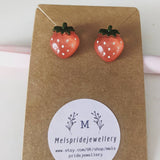 Strawberry earrings, stud earrings, fruit earrings, fruit jewelry, gifts for her, food earrings, food jewelry, novelty earrings, teen gifts