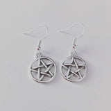 Silver pentagram earrings, wiccan earrings, wicca, goth earrings, witch earrings, witch jewelry, pentacle earrings, pagan earrings