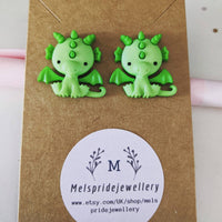 Dragon earrings, dolphin earrings, fun earrings, kawaii earrings, stud earrings, gifts for her, kei jewelry, cute earrings, teen earrings