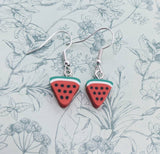 Watermelon earrings, fruit earrings, fruit jewellery, fruit lover gifts, vegan gifts, foodie gifts, cute earrings, small earrings, bff gifts