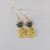 Pineapple earrings, gold earrings, fruit earrings, quirky earrings, food earrings, holiday earrings, tropical earrings, novelty earrings