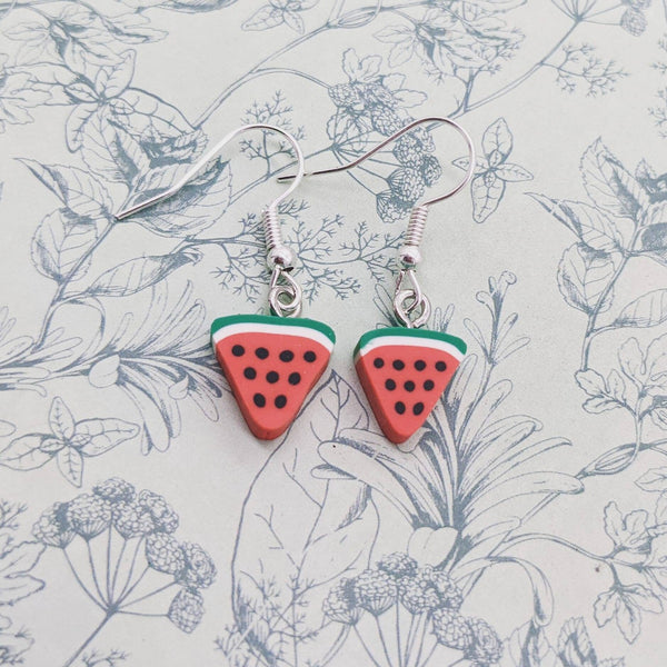 Watermelon earrings, fruit earrings, fruit jewellery, fruit lover gifts, vegan gifts, foodie gifts, cute earrings, small earrings, bff gifts