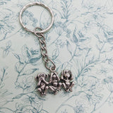 Monkey keyring, hear no evil see no evil speak no evil, personalised keyring, three wise monkeys, bag charm, animal keyring, animal keychain