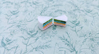 Cake earrings, stud earrings, rainbow cake earrings, baker gifts, cake maker gifts, cute earrings, novelty jewellery, cake jewellery,