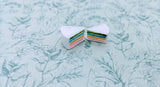 Cake earrings, stud earrings, rainbow cake earrings, baker gifts, cake maker gifts, cute earrings, novelty jewellery, cake jewellery,