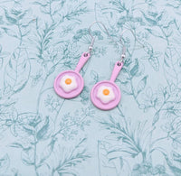 Fried egg earrings, egg jewellery, foodie gifts, quirky earrings, novelty earrings, cute earrings, pink earrings, breakfast, bff gifts