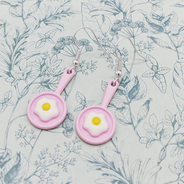 Fried egg earrings, egg jewellery, foodie gifts, quirky earrings, novelty earrings, cute earrings, pink earrings, breakfast, bff gifts