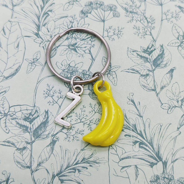 Banana keyring, banana keychain, personalised keyring, fruit keyring, fruit lover, banana lover, initial keyring, food keyring, foodie gifts