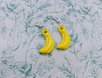 Banana earrings, banana jewellery, fruit earrings, fruit jewellery, novelty earrings, novelty jewellery, banana lovers, fruit lovers,