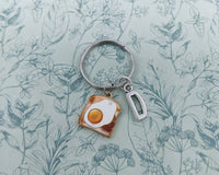 Egg on toast keyring, kawaii keyring, bag charm, personalised keyring, foodie gifts, custom keychain, breakfast keychain, novelty keychain,