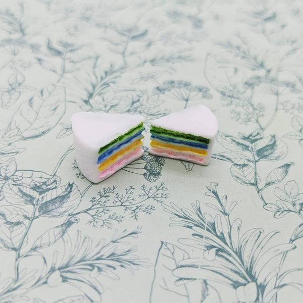 Cake earrings, stud earrings, rainbow cake earrings, baker gifts, cake maker gifts, cute earrings, novelty jewellery, cake jewellery,