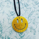 Happy necklace, statement necklace, smile necklace, happy vibes, positivity, hippie necklace, novelty jewelry, necklace pendant, bff gifts,